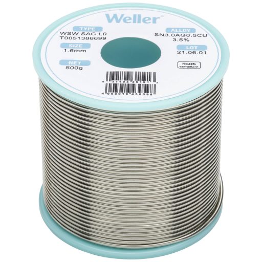 Weller T0051386699 Forrasztóón, ólommentes Tekercs, Ólommentes Sn3,0Ag0,5Cu 500 g 1.60 mm