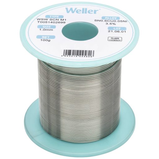 Weller T0051402699 Forrasztóón, ólommentes Ólommentes, Tekercs Sn0,6Cu0,05Ni 100 g 1 mm
