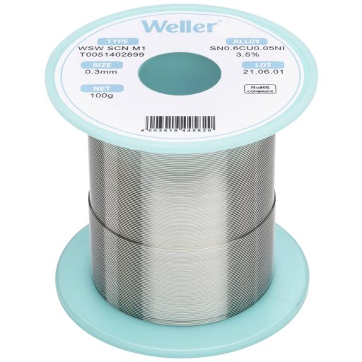 Weller T0051402899 Forrasztóón, ólommentes Ólommentes, Tekercs Sn0,6Cu0,05Ni 100 g 0.30 mm