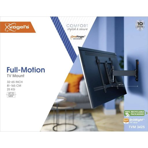 Vogels TVM 3425 TV fali tartó 81,3 cm (32) - 165,1 cm (65) Csuklóval mozgatható, Dönthető