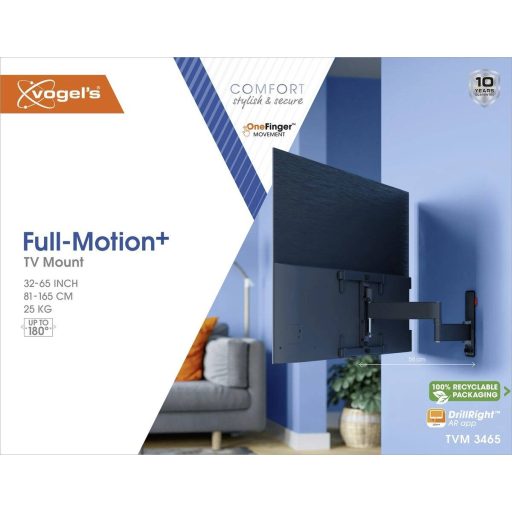 Vogels TVM 3465 TV fali tartó 81,3 cm (32) - 165,1 cm (65) Csuklóval mozgatható, Dönthető