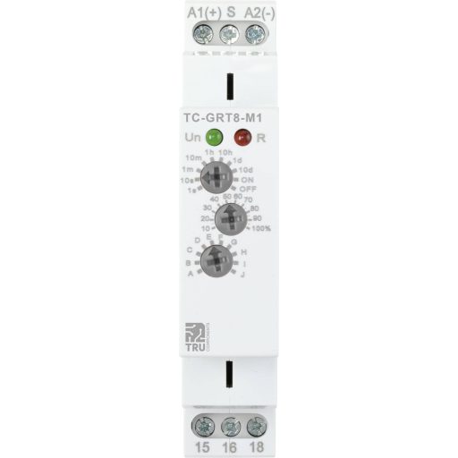 Multifunkciós időrelé 1 mp - 10 nap, 1x váltó, 12 V/DC 240 V/AC, TRU Components TC-9963308