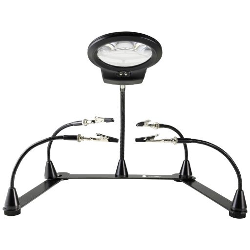 Mágneses harmadik kéz nagyítóval, Ø 90 mm x 365 mm, Toolcraft TO-7492830