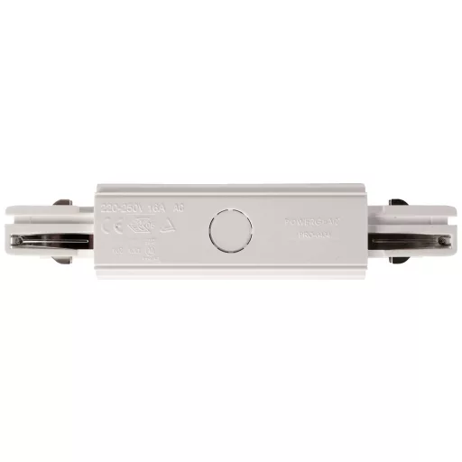 Deko Light 710042 D Line elektrischer Längsverbinder, Einspeisemöglichkeit links-rechts Nagyfeszültségű sínes rendszer elemek Áramsín 3 fázisú Fehér