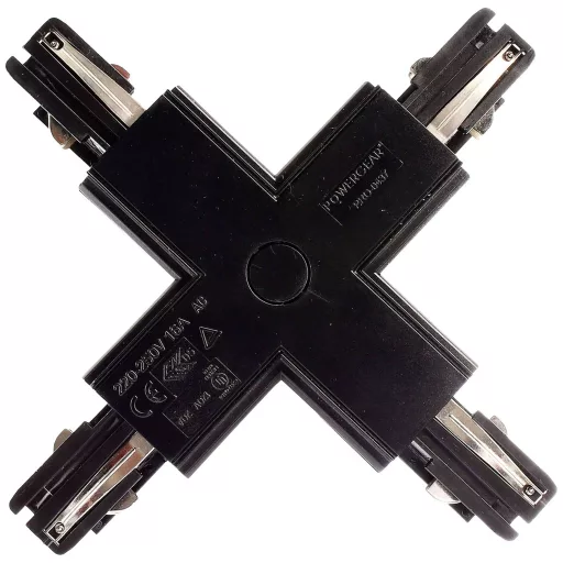 Deko Light 710035 D Line X-Verbinder links-links-rechts-rechts Nagyfeszültségű sínes rendszer elemek Áramsín 3 fázisú Fekete
