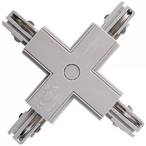 Deko Light 710034 D Line X-Verbinder links-links-rechts-rechts Nagyfeszültségű sínes rendszer elemek Áramsín 3 fázisú Szürke