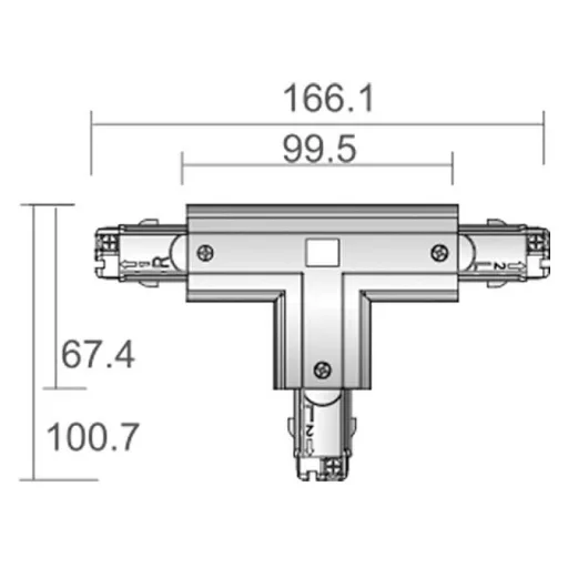 Deko Light 710032 D Line T-Verbinder rechts-rechts-links mit Wechselmechanik Nagyfeszültségű sínes rendszer elemek Áramsín 3 fázisú Fekete