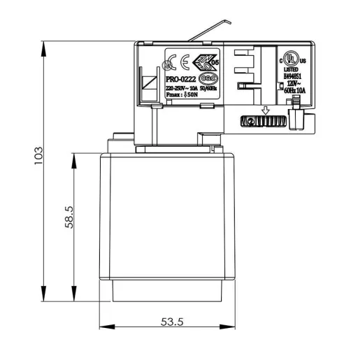 Deko Light 710024 D Line Steckdosenadapter Nagyfeszültségű sínes rendszer elemek Áramsín 3 fázisú Fehér