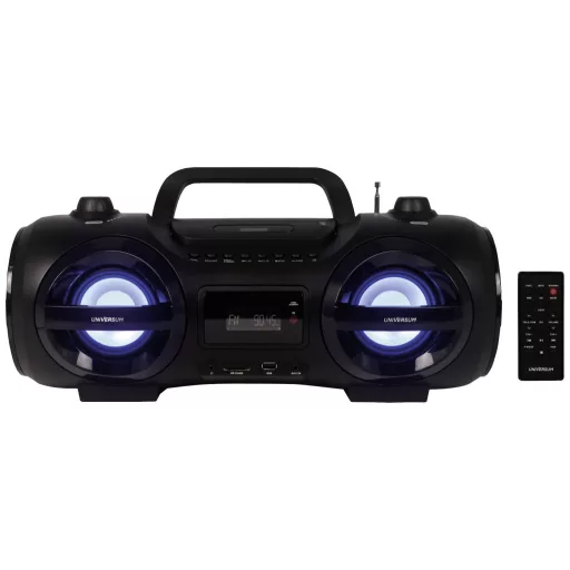 UNIVERSUM BB 500-20 Ghetto-Blaster URH AUX, Bluetooth®, CD, SD, USB Táviránytóval, Hangulatfény Fekete