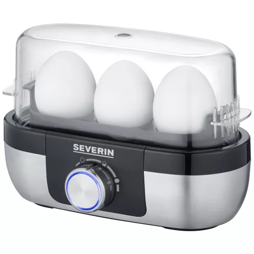 Severin EK 3163 Tojásfőző BPA mentes, Mérőpohárral, Tojáskiszúróval Nemesacél, Fekete