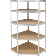   Állítható sarokpolc 175 kg 70 x 180 x 70 cm Fém, MDF Ónozott, Ezüst Fa padló, Toolcraft
