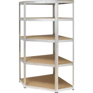   Állítható sarokpolc 175 kg 70 x 180 x 70 cm Fém, MDF Ónozott, Ezüst Fa padló, Toolcraft