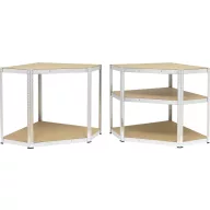  Állítható sarokpolc 175 kg 70 x 180 x 70 cm Fém, MDF Ónozott, Ezüst Fa padló, Toolcraft