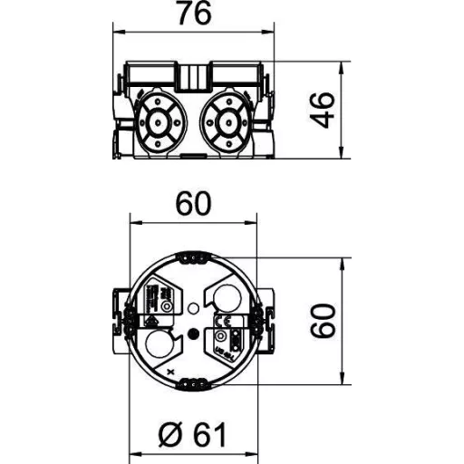 OBO Bettermann 2003706 Készülékdoboz szélálló (Ø x Mé) 60 mm x 46 mm 25 db