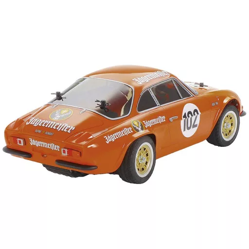 Tamiya 1:10 RC modellautó Elektro Versenyautó Renault Alpine 110 Jägermeister Narancs Brushed építőkészlet