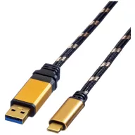   Roline USB kábel USB 3.2 Gen1 (USB 3.0 / USB 3.1 Gen1) USB-A dugó, USB-C® dugó 1.00 m Többszínű Árnyékolt 11.02.9013