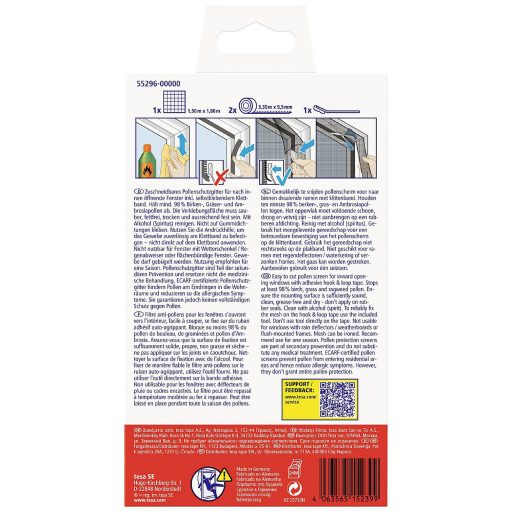 tesa 55296-00000-00 Pollenvédő rács (Sz x Ma) 1500 mm x 1800 mm Antracit 1 db