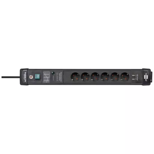 Brennenstuhl 1951160606 Túlfeszültség ellen védő elosztó Fekete Védőérintkezős 1 db