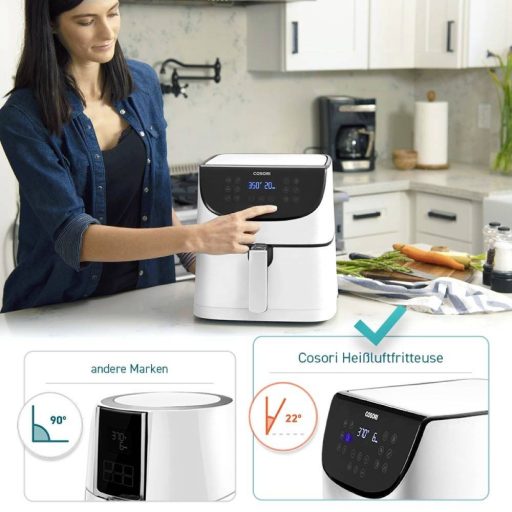Cosori CP158-AF-RXW Forrólevegős fritőz 5.5 l 1700 W Tapadásmentes bevonat, BPA mentes, Kijelzővel, Időzítő funkció, Túlhevülés elleni védelem Fehér