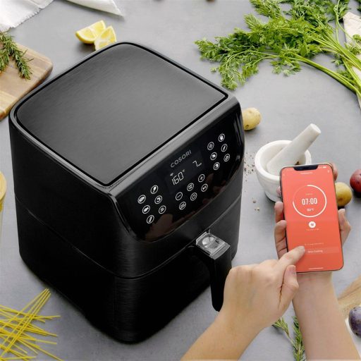 Cosori CS158-AF-RXB Forrólevegős fritőz 5.5 l 1700 W App vezérlés, Tapadásmentes bevonat, Kijelzővel, BPA mentes, Túlhevülés elleni védelem, Időzítő funkció