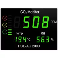   PCE Instruments CO2 mérő Hőmérséklet, Légnedvesség, CO2