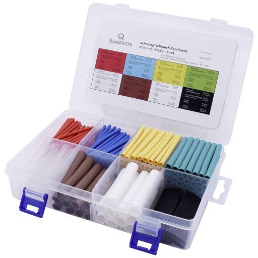 Quadrios 1807CA007 Zsugorcső készlet Fekete, Piros, Zöld, Kék, Sárga, Átlátszó, Barna, Fehér Zsugorodási arány:3:1 1 készlet
