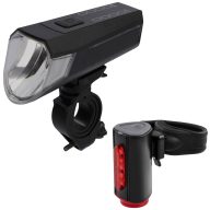   FISCHER FAHRRAD Kerékpár világítás készlet LED Akkuról üzemeltetett Fekete