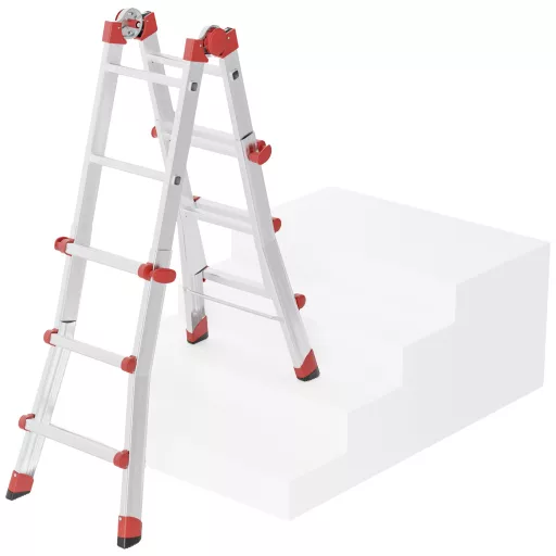 Hailo M80 7512007 Alumínium Többcélú létra Munkamagasság (max.): 3.71 m Ezüst, Piros 9.1 kg