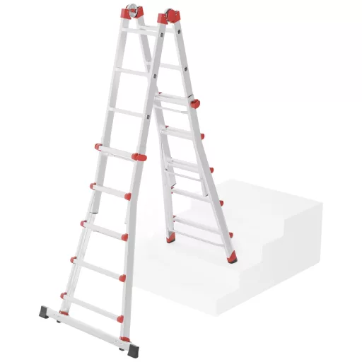Hailo M80 7520007 Alumínium Többcélú létra Munkamagasság (max.): 5.70 m Ezüst, Piros 15.2 kg