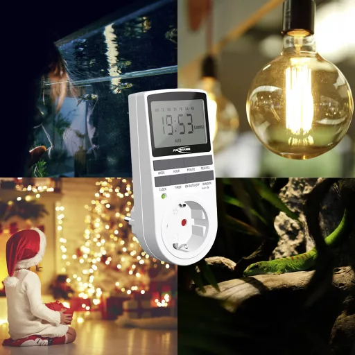 Ansmann 1260-0006-590-01 Időkapcsoló óra programozó csomag Digitális Napi program, Heti program 3680 W IP20 Folyamatos üzem, BE/AUTO/KI program, Programozás