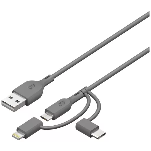 GP USB töltőkábel USB 2.0 USB-A dugó, Apple Lightning dugó, USB mikro B dugó, USB-C® dugó 1.00 m Szürke GPCBCY1NGYUSB313