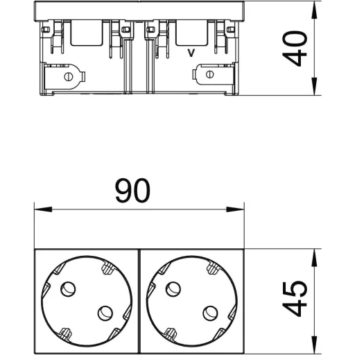 OBO Bettermann 6120491 Készülék betét 2 részes dugalj (Sz x Ma x Mé) 90 x 45 x 40 mm Szürke 1 db