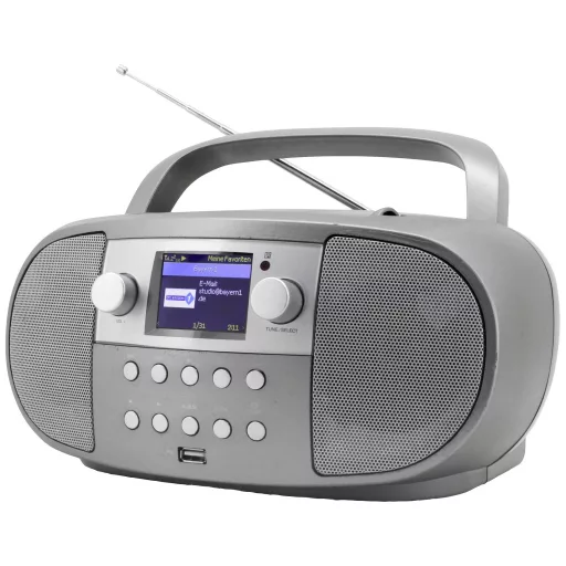 soundmaster SCD7600TI Asztali internetrádió DAB+, URH, Internet CD, USB, Bluetooth®, WLAN, Internetrádió Hangfallal, Ébresztő funkció, Táviránytóval Grafit