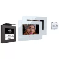   m-e modern-electronics VDV-20209 AW Videó kaputelefon Vezetékes, WLAN Komplett készlet Antracit, Fehér