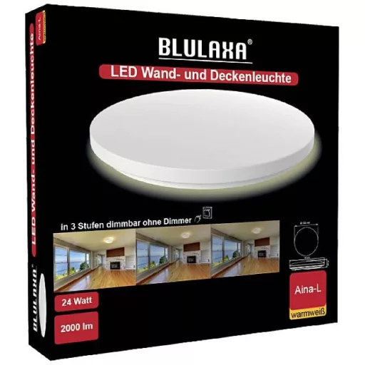 Blulaxa 49107 Aina-L Switch LED-es mennyezeti lámpa, LED-es fali lámpa LED Fixen beépített LED-es 24 W Fehér