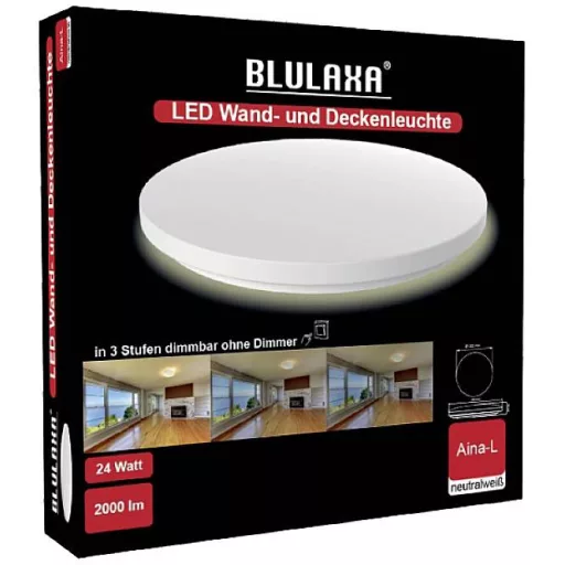 Blulaxa 49108 Aina-L Switch LED-es mennyezeti lámpa, LED-es fali lámpa LED Fixen beépített LED-es 24 W Fehér