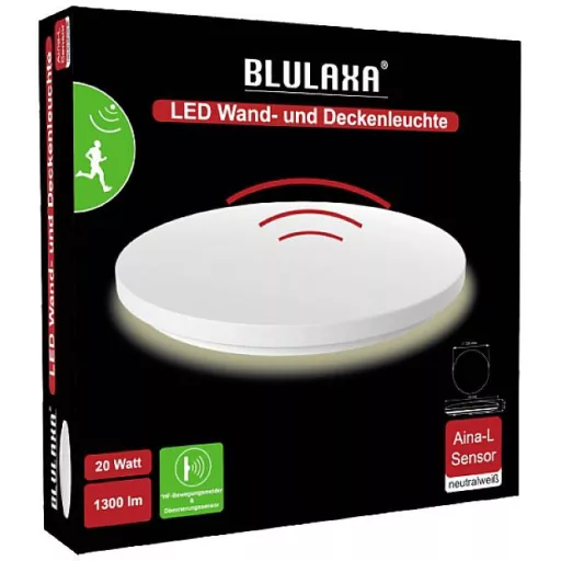 Blulaxa 49109 Aina-L Sensor LED-es mennyezeti lámpa, LED-es fali lámpa LED Fixen beépített LED-es 20 W Fehér