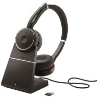   Jabra Evolve 75 Second Edition - UC On Ear headset Rádiójel vezérlésű, Bluetooth®, Vezetékes Stereo Fekete mikrofon zajelnyomás, Noise Cancelling Headset,