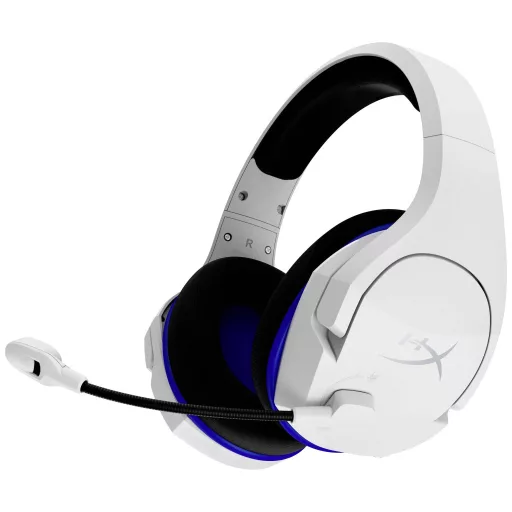 HyperX Cloud Stinger Core Over Ear headset Rádiójel vezérlésű Stereo Fehér, Kék Hangerő szabályozás, Mikrofon némítás Gamer