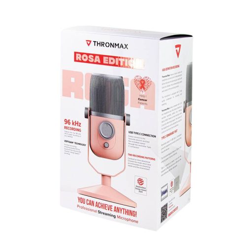 Thronmax M4ROSA Álló USB-s mikrofon Átviteli mód:Vezetékes Vezetékkel, Talp Audio, sztereo (3.5 mm jack), USB-C® Vezetékes