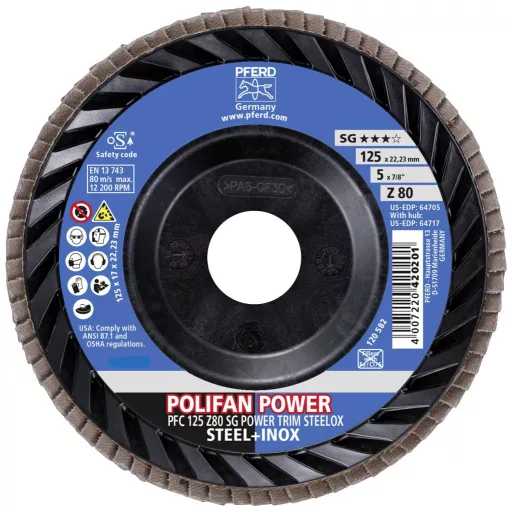 PFERD TOOLS 67772128 Legyezős csiszolókorong Ø 125 mm Furat átmérő 22.23 mm Nemesacél, Acél 10 db