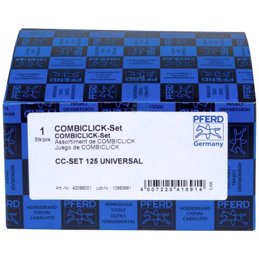 PFERD TOOLS 42098001 COMBICLICK szálas tárcsakészlet korund Ø125mm A36, 60, 80, 120 CC-H-GT alátéttel univerzális alkalmazásokhoz Ø 125 mm