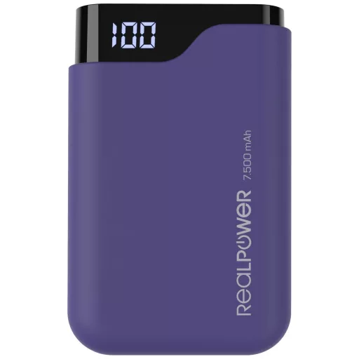 RealPower PB-7500C Powerbank 7500 mAh Lítiumion USB, USB-C® Navy kék állapotjelző