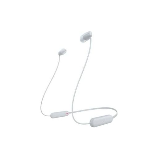 Sony WI-C100 In Ear headset Bluetooth® Stereo Fehér Headset, Személyre szabható hang, Hangerő szabályozás, Nyakpánt, Izzadásálló, Víztaszító