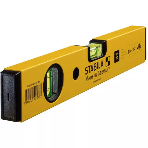 Stabila Wasserwaage Type 70 + Taschenbandmaß BM 100 4064161237060 Könnyűfém vízmérték 30 cm