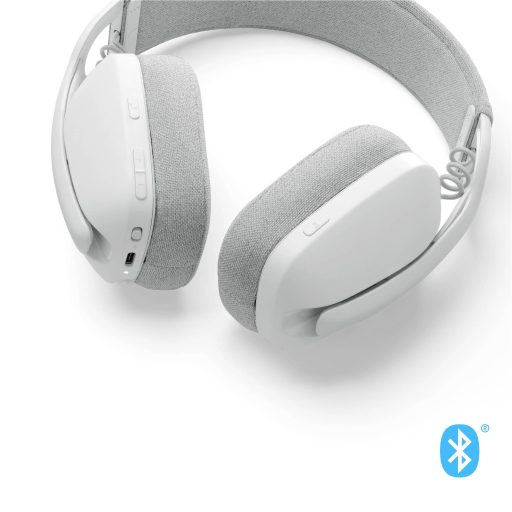 Logitech ZONE VIBE 100 Over Ear headset Bluetooth® Stereo Fehér mikrofon zajelnyomás, Noise Cancelling Hangerő szabályozás, Mikrofon némítás