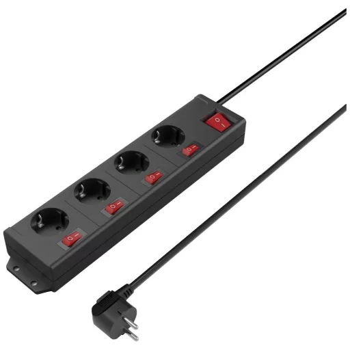 Hama 00223122 Elosztó kapcsolóval Fekete Védőérintkezős 1 db