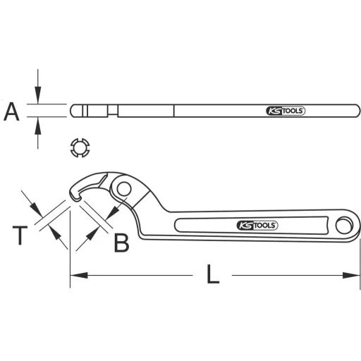 KS Tools 5171302 517.1302 Kampós kulcs Kulcsszélesség (metrikus) 19 - 50 mm Kulcsszélesség (coll) 2 - 3/4