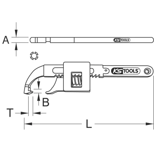 KS Tools 5171399 517.1399 Kampós kulcs Kulcsszélesség (metrikus) 30 - 200 mm