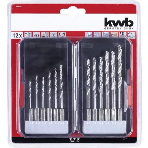 kwb 108810 HSS Fém spirálfúró készlet 12 részes DIN 338 1/4 (6,3 mm) 12 db